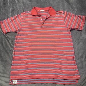 Peter Millar Red and Blue Striped Polo Shirt